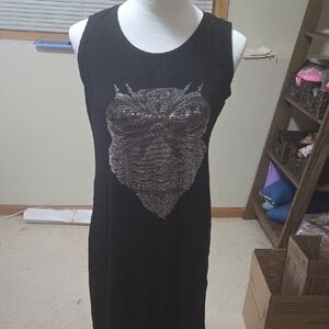 Chic Black Midi Dress with Silver Embellishment